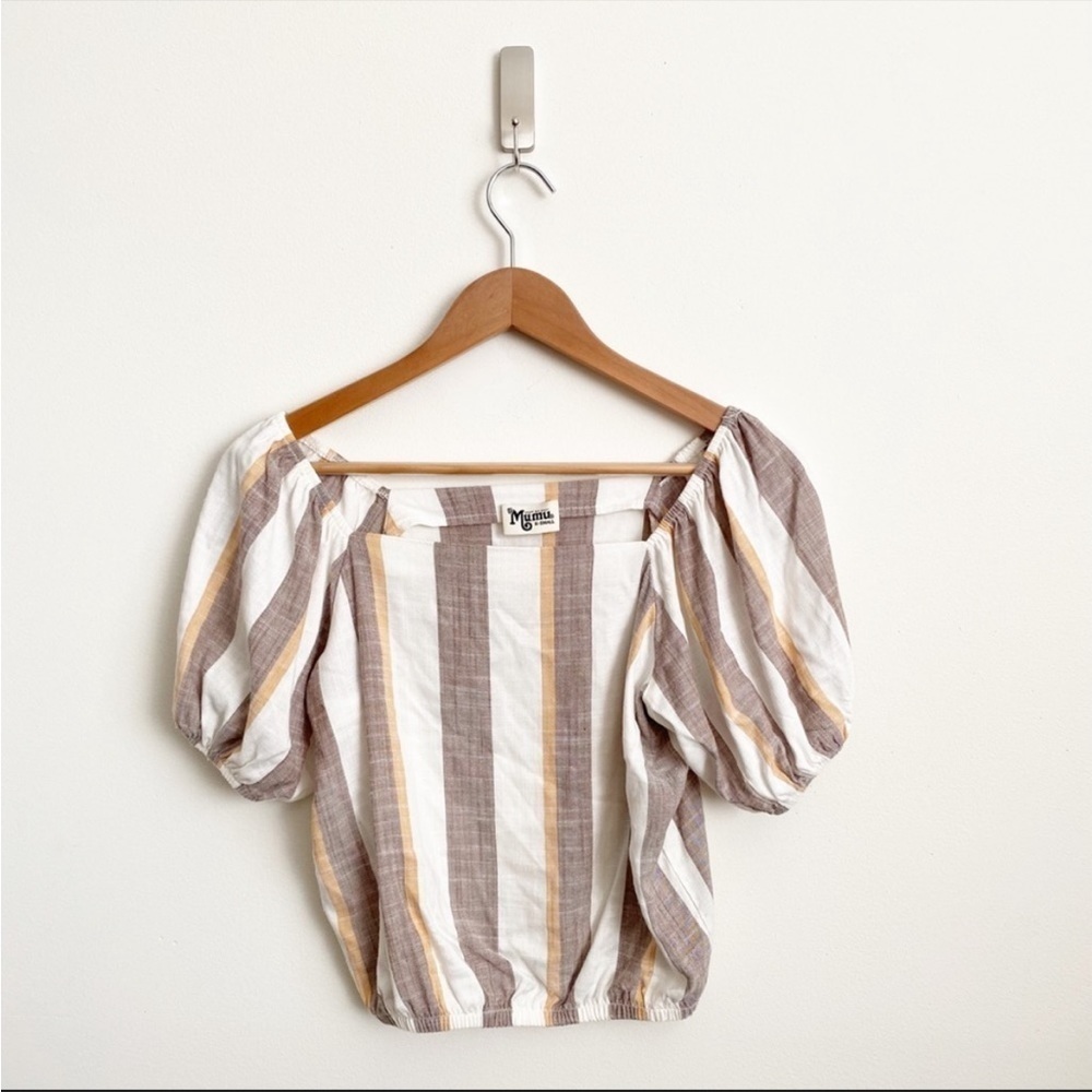 Show Me Your MuMu Striped Crop Top - Brown, Cream, Orange - Picture 2 of 8